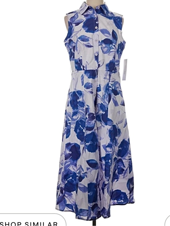 Calvin Klein Dresses & Skirts - Calvin Klein White Maxi Dress with Blue Floral Print